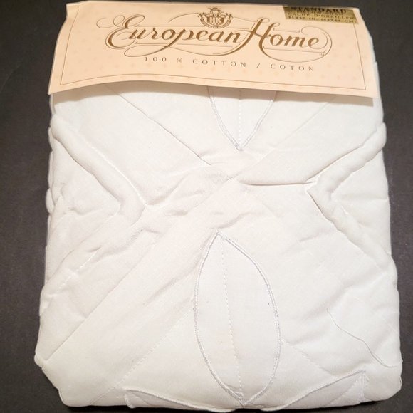 NEW Set of 2 White Cotton Quilted Pillow Shams, Cutwork & 3-D Applique! - Picture 3 of 11
